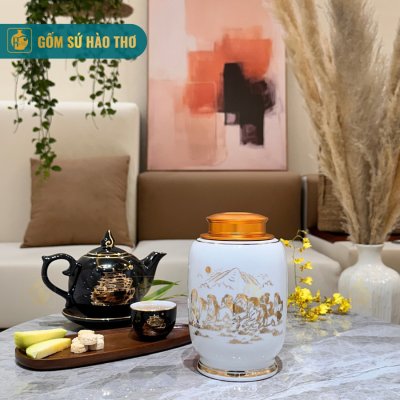 Lọ chè Bí LCB3C - Cao 19cm - ĐK 13cm - 4 Lạng