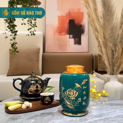 Lọ chè Bí LCB3C - Cao 19cm - ĐK 13cm - 4 Lạng