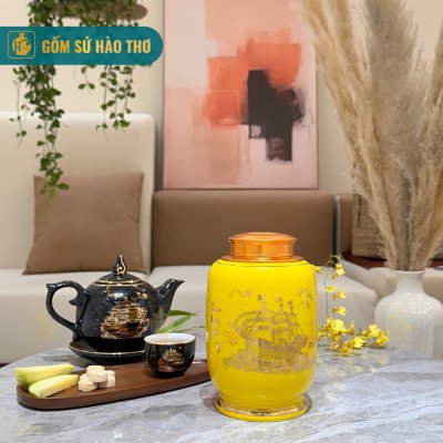 Lọ chè Bí LCB3C - Cao 19cm - ĐK 13cm - 4 Lạng