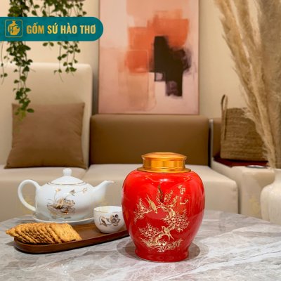 Lọ chè dáng chóe LCC1A - Cao 15cm - ĐK 10cm - 2,5 Lạng