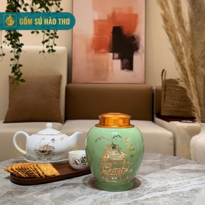 Lọ chè dáng chóe LCC1A - Cao 15cm - ĐK 10cm - 2,5 Lạng