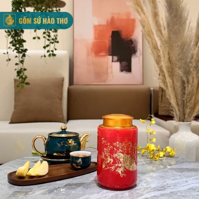 Lọ chè trụ LCT5A - Cao 16cm - ĐK 9cm - 2 Lạng