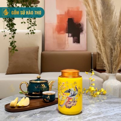 Lọ chè trụ LCT5A - Cao 16cm - ĐK 9cm - 2 Lạng