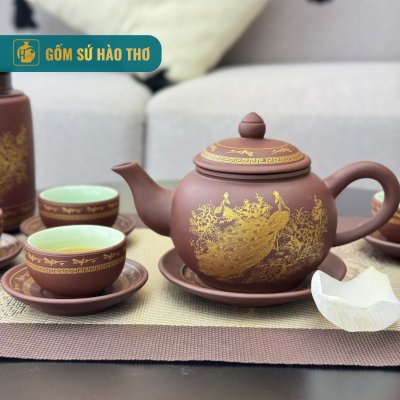 Bộ Ấm Chén Chuông Họa Tiết Nhị Cảnh Thuyền Ngựa - 350ml