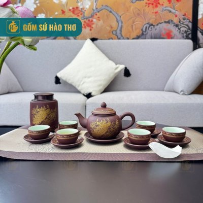 Bộ Ấm Chén Chuông Họa Tiết Nhị Cảnh Thuyền Ngựa - 350ml