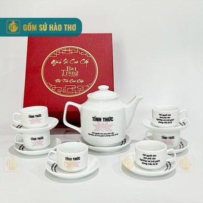 Bộ ấm chén trắng vuông cao ACT03 - 650ml