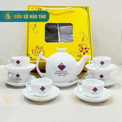 Bộ ấm chén trắng bưởi cành ACT04 - 650ml