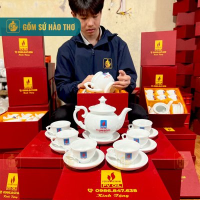 Bộ ấm chén Phú quý logo màu ACT19 - 550/700ml