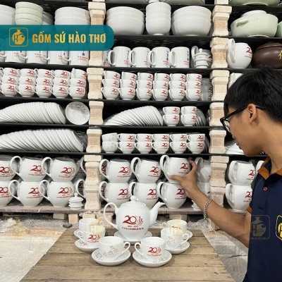 Bộ ấm chén minh long - Họa tiết hoa tăm kết hợp logo ACT1B  - 500/650/800ml