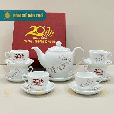 Bộ ấm chén minh long - Họa tiết hoa tăm kết hợp logo ACT1B  - 500/650/800ml