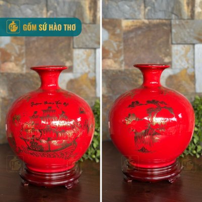 CAL27 - Bình hút tài lộc Thuận Buồm Xuôi Gió viền cổ đào