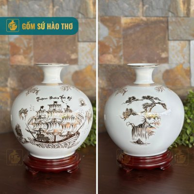 CAL27 - Bình hút tài lộc Thuận Buồm Xuôi Gió viền cổ đào