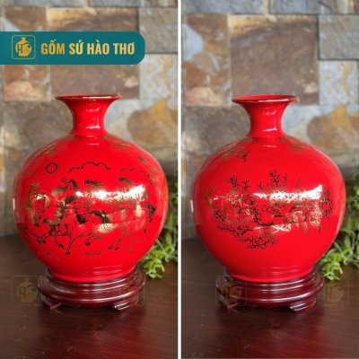 CAL28 - Bình hút tài lộc Mã Đáo Thành Công viền đào 