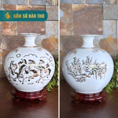 CAL28 - Bình hút tài lộc Mã Đáo Thành Công viền đào 