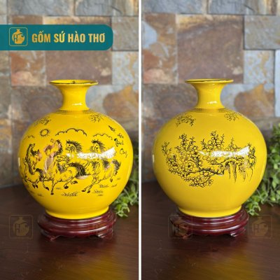 CAL28 - Bình hút tài lộc Mã Đáo Thành Công viền đào 