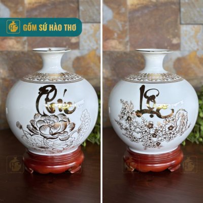 CAL29 - Bình hút tài lộc Phúc Lộc viền Hạc