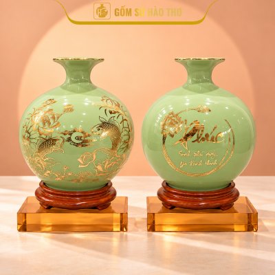 CAL03 - Bình hút tài lộc Sen Cá & Chữ Phúc