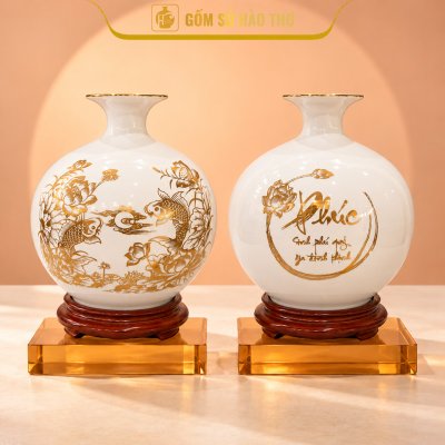 CAL03 - Bình hút tài lộc Sen Cá & Chữ Phúc