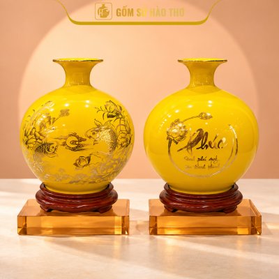 CAL03 - Bình hút tài lộc Sen Cá & Chữ Phúc