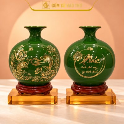 CAL03 - Bình hút tài lộc Sen Cá & Chữ Phúc
