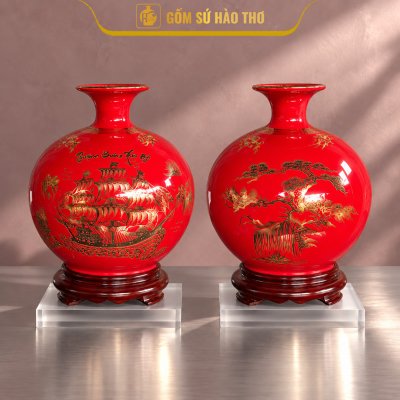CAL27 - Bình hút tài lộc Thuận Buồm Xuôi Gió viền cổ đào
