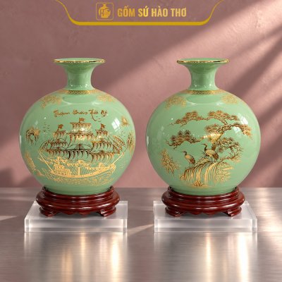 CAL27 - Bình hút tài lộc Thuận Buồm Xuôi Gió viền cổ đào