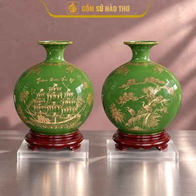 CAL27 - Bình hút tài lộc Thuận Buồm Xuôi Gió viền cổ đào
